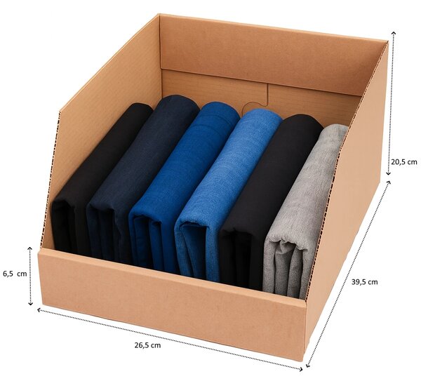 KARTON PAK Úložné boxy na oblečení, organizéry do skříně EKO KARTON 27x40x21 - zkosený