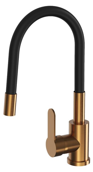 Gamma Flex 2000, stojánková dřezová baterie s flexibilním ramenem, černá-měděná matná, GMA-BFX-2000BRGD