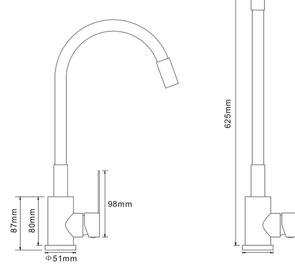 Gamma Flex 2000, stojánková dřezová baterie s flexibilním ramenem, bílá-zlatá lesklá, GMA-BFX-2000WHGD
