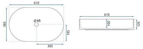 Rea Nadia, umyvadlo na desku 610x385x120 mm, imitace kamene, REA-U7341
