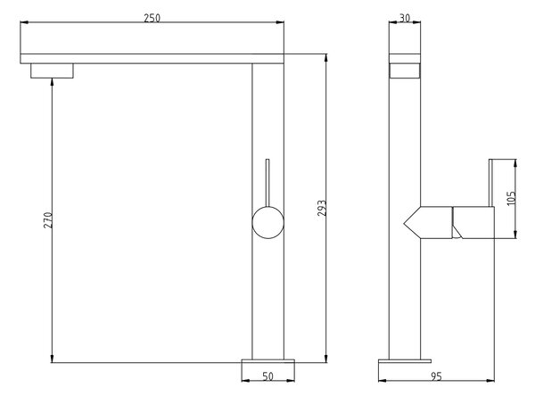 Gamma Nook Pro, vysoká dřezová baterie h-293, chromová, GMA-BNKP-CH