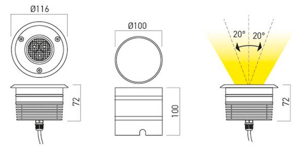 Redo Chodníkové LED svítidlo XGROUND 3x3W, ø 133 mm, RGB, 12V