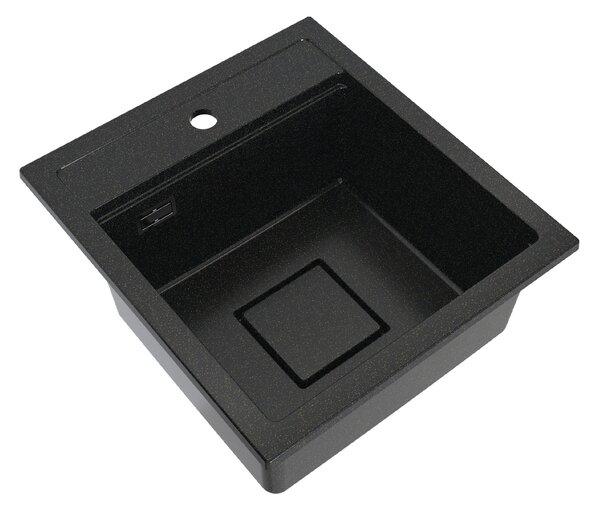 Gamma Quadro 4550, 1-komorový granitový dřez 450x495x220 mm, černá-zlatá, GMA-ZLE000222