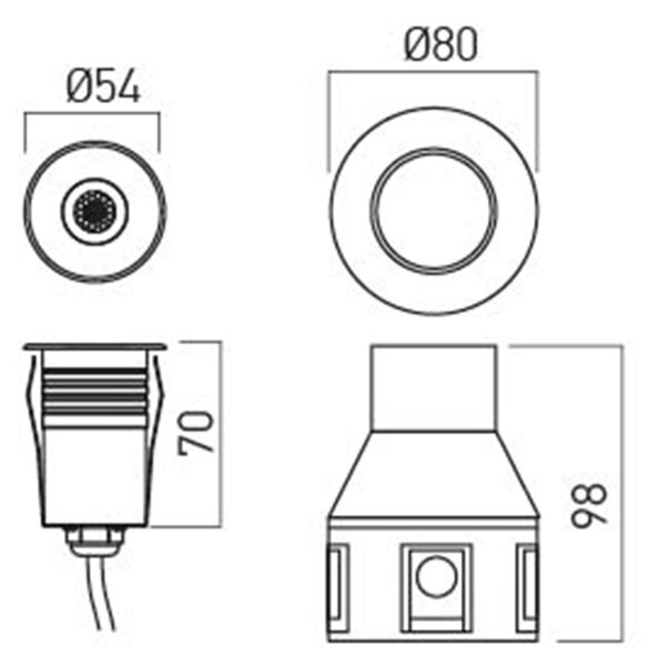 Redo Chodníkové LED svítidlo XGROUND 3W, ø 54 mm, RGB, 12V
