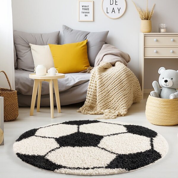 Černo-krémový dětský koberec ø 100 cm Fun – Ayyildiz Carpets