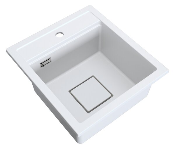 Gamma Quadro 4550, 1-komorový granitový dřez 450x495x220 mm, bílá, GMA-ZLE000220