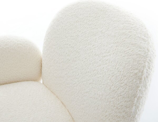 DELIFE Jídelní židle Nube-Flex s područkami bouclé bílá křížová podnož široká titanový efekt 360° otočná taštičkové pružiny