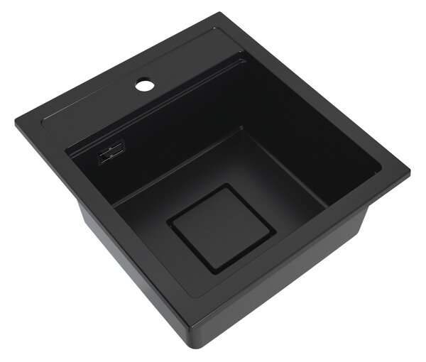 Gamma Quadro 4550, 1-komorový granitový dřez 450x495x220 mm, černá, GMA-ZLE000217