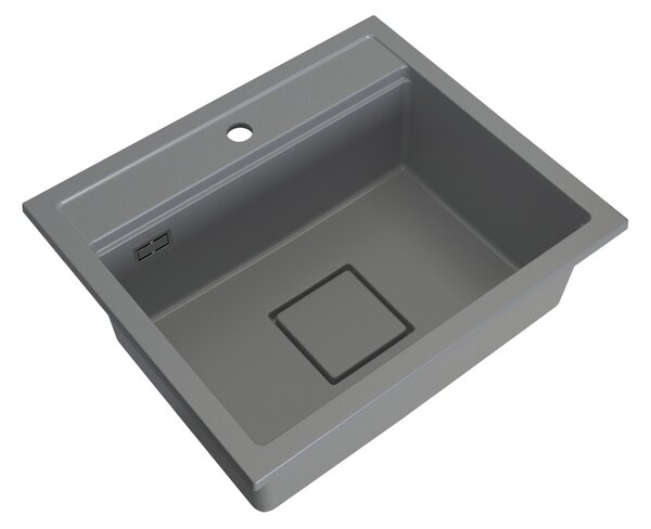 Gamma Quadro 5850, 1-komorový granitový dřez 580x495x220 mm, šedá, GMA-ZLE000233