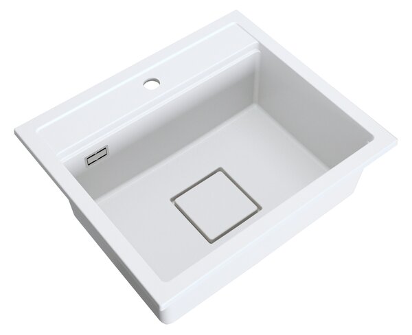 Gamma Quadro 5850, 1-komorový granitový dřez 580x495x220 mm, bílá, GMA-ZLE000234