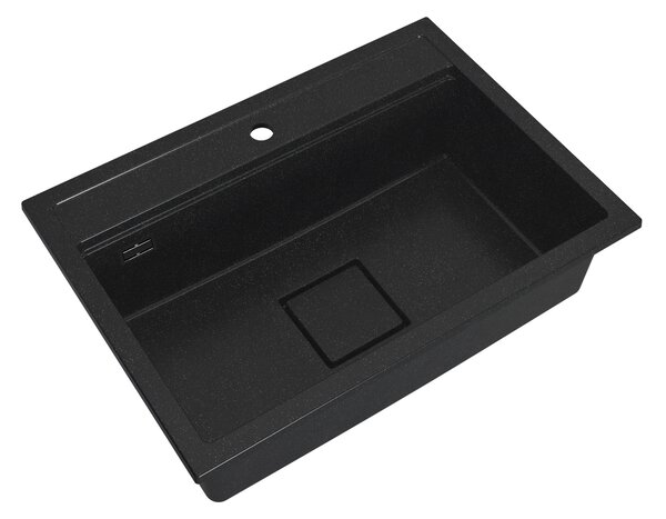 Gamma Quadro 7050, 1-komorový granitový dřez 700x500x220 mm, černá skvrnitá, GMA-ZLE000238