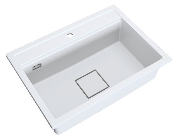 Gamma Quadro 7050, 1-komorový granitový dřez 700x500x220 mm, bílá, GMA-ZLE000236