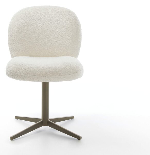 DELIFE Jídelní židle Nube-Flex bouclé bílá křížová podnož titanový efekt 360° otočný taštičkové pružiny
