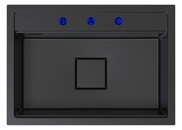 Gamma Quadro 7050, 1-komorový granitový dřez 700x500x220 mm, černá skvrnitá, GMA-ZLE000238