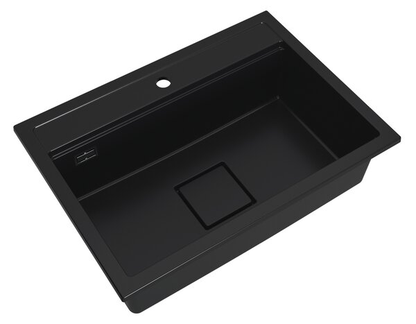 Gamma Quadro 7050, 1-komorový granitový dřez 700x500x220 mm, černá, GMA-ZLE000237