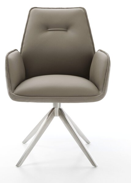 DELIFE Jídelní židle Zoa-Flex pravá kůže tmavě béžová křížová podnož široká nerezová ocel taštičkové pružiny