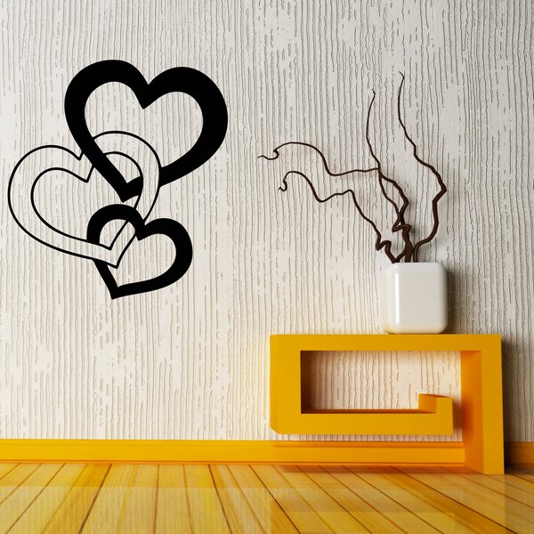 Samolepka na zeď - Propletená srdce (55x60 cm)