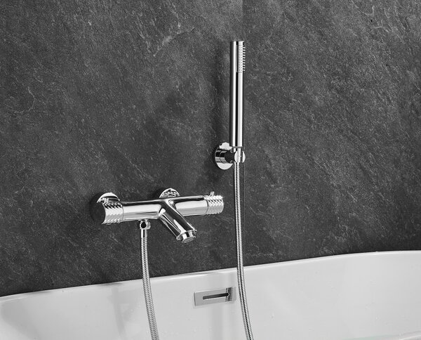 Gamma Roy, termostatická vanová baterie s ruční sprchovou soupravou, chromová, GMA-BRYPWT-CH