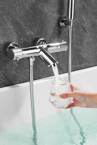 Gamma Roy, termostatická vanová baterie s ruční sprchovou soupravou, chromová, GMA-BRYPWT-CH