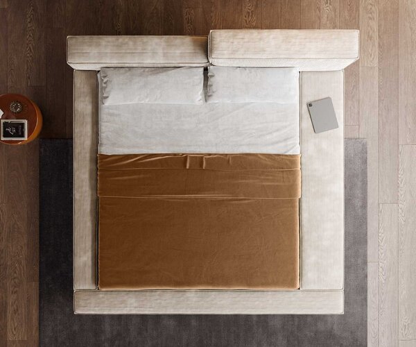 DELIFE Čalouněná postel Kalinea 180×200 cm manšestr béžová