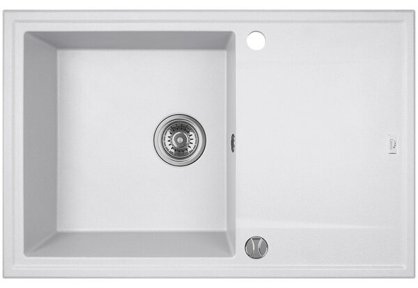 Laveo Megalo, 1-komorový granitový dřez 780x500x185 mm, bílá, LAV-SBE_611T