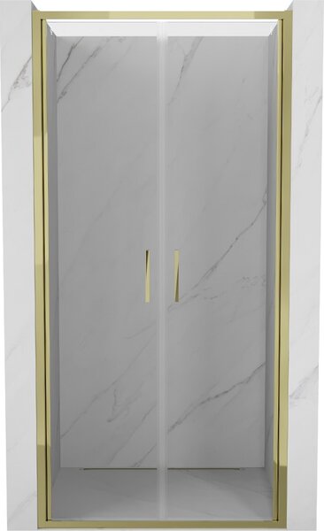 Mexen Exo, dvojité výklopné sprchové dveře 70 cm, čiré sklo, zlatá, 814-070-000-50-00