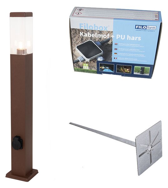 Venkovní lampa rezavě hnědá 80 cm s paticí IP44 - Malios
