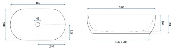 Rea Amelia, umyvadlo na desku 480x345x135 mm, imitace kamene, REA-U8489