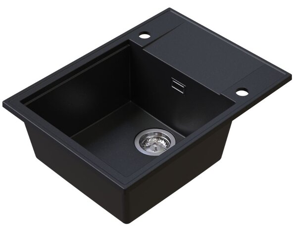 Sink Quality Sink55, kuchyňský granitový dřez 620x460x215 mm, černá se zlatými tečkami, SKQ-SINK.L.1KKO