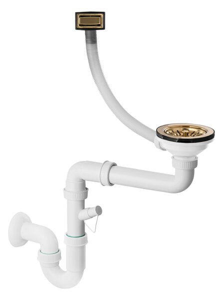 Sink Quality Sink55, kuchyňský granitový dřez 620x460x215 mm + zlatý sifon, grafitová, SKQ-SINK.G.1KKO.XG