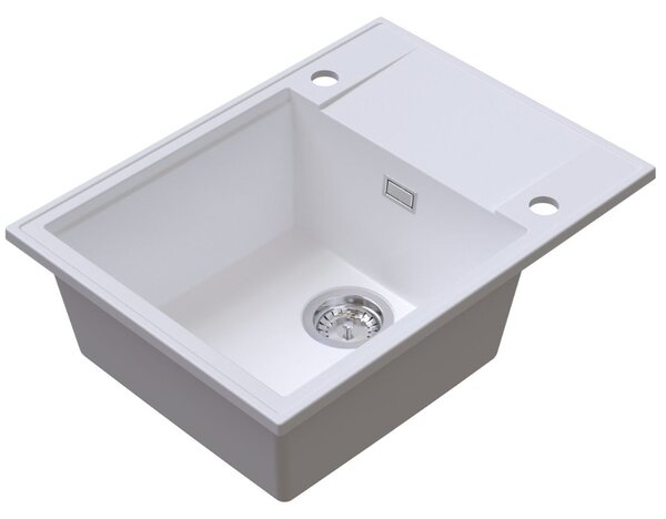 Sink Quality Sink55, kuchyňský granitový dřez 620x460x215 mm, bílá, SKQ-SINK.W.1KKO