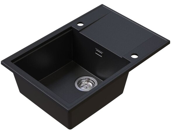 Sink Quality Sink55, kuchyňský granitový dřez 680x460x215 mm, černá se zlatými body, SKQ-SINK.L.1KDO