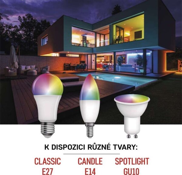 EMOS Chytrá LED žárovka GoSmart E14 4,8W 230V Wi-Fi RGB stmívatelná