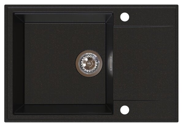 Sink Quality Sink55, kuchyňský granitový dřez 680x460x215 mm, černá se zlatými body, SKQ-SINK.L.1KDO