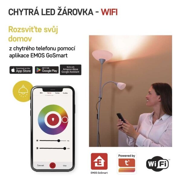 EMOS Chytrá LED žárovka GoSmart E14 4,8W 230V Wi-Fi RGB stmívatelná