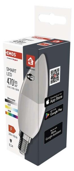 EMOS Chytrá LED žárovka GoSmart E14 4,8W 230V Wi-Fi RGB stmívatelná