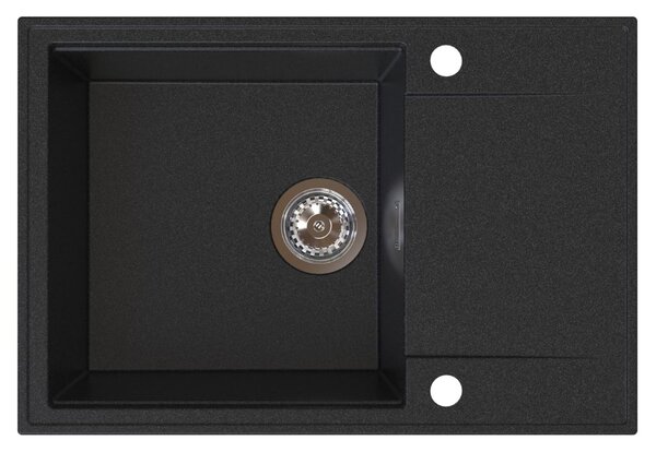 Sink Quality Sink55, kuchyňský granitový dřez 680x460x215 mm + chromový sifon, grafitová, SKQ-SINK.G.1KDO.X