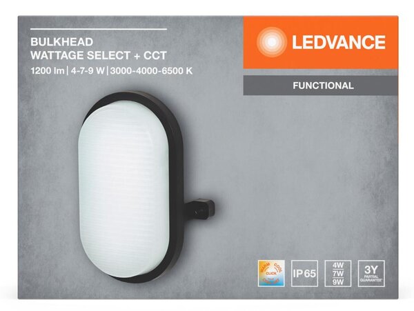 LEDVANCE LED venkovní nástěnné svítidlo Bulkhead 4W/7W/9W CCT černé 4058075845541