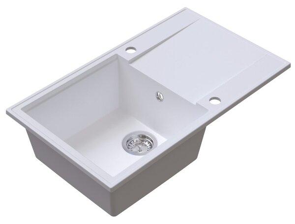 Sink Quality Sink55, kuchyňský granitový dřez 780x460x215 mm, bílá, SKQ-SINK.W.1KDOL