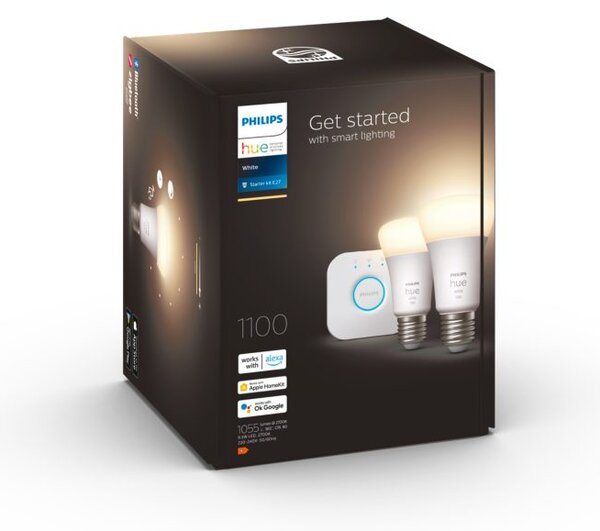 Hue sada Bridge + 2x HUE White žárovka LED E27 A60 10W 1100lm 2700K IP20