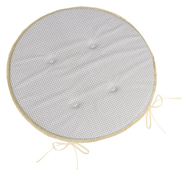 BELLATEX Sedák Adéla kulatý hladký Šedá, Bílá průměr 40 cm