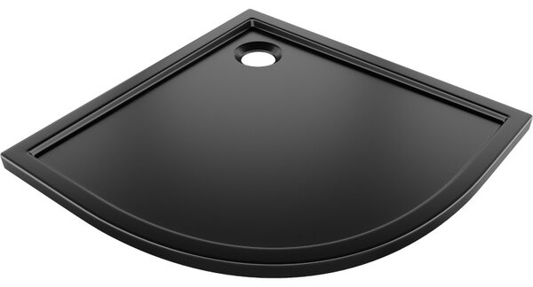 Mexen Flow, čtvrtkruhová sprchová vanička slim 90 x 90 cm, černá matná - 46Q709090