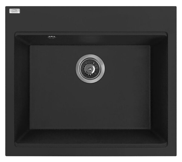 Laveo Tau, 1-komorový granitový dřez 570x500x215 mm, černá, LAV-SBT_710B
