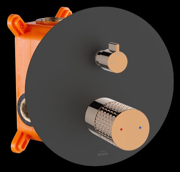 Invena Moonlight, sprchová souprava pod omítku, 2-funkční, černá-růžové zlato, INV-BS-77-014-V