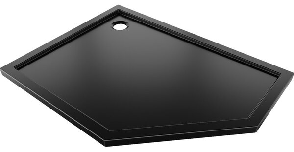 Mexen Flow, pětiúhelníková sprchová vanička slim levá 90 x 80 cm, černá matná - 46P708090L