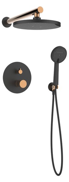 Invena Moonlight, sprchová souprava pod omítku, 2-funkční, černá-růžové zlato, INV-BS-77-014-V