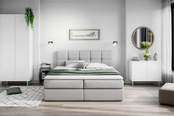 AMERICKÁ POSTEL, 200/220 cm, světle šedá Livetastic - Postele s úložným prostorem, Online Only