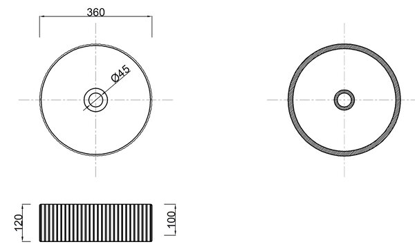 Invena Invena, kulaté keramické umyvadlo 360x360x120 mm, bílá lesklá, INV-CE-63-001-C