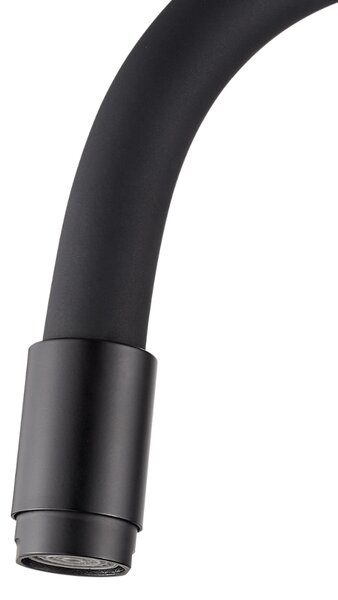 Invena Ligaria, vysoká dřezová baterie s elastickým ramenem, systém Eco Start, černá matná, INV-BZ-39-004-L