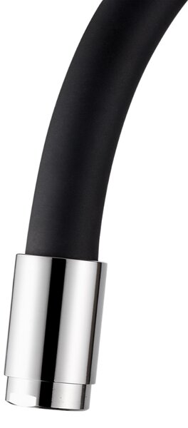 Invena Ligaria, vysoká dřezová baterie s elastickým ramenem, systém Eco Start, chromová-černá matná, INV-BZ-39-008-L